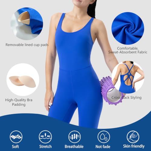 Image of LOVESOFT Workout Jumpsuits for Women Sleevesless Bodycon Backless Unitard
