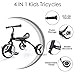 YGJT 4 in 1 Tricycle for Toddlers Age 2-5, Folding Toddler Bike Kids Trike Tricycles with Adjustable Seat and Removable Pedal, Baby Balance Bike Ride-on Toys Gift for Baby Boys Girls Birthday