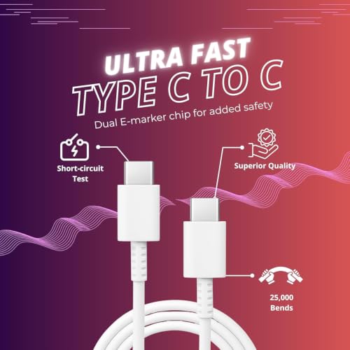 Image of Type C To C PD Ultra-Fast Cable | Compatible with Samsung S25 /S24 /S24 /S23 /S22 /S21(Ultra /Fe) M36 /M35 /M07 /06 /05,(S /A /F /M)| Original Charging Speed |White