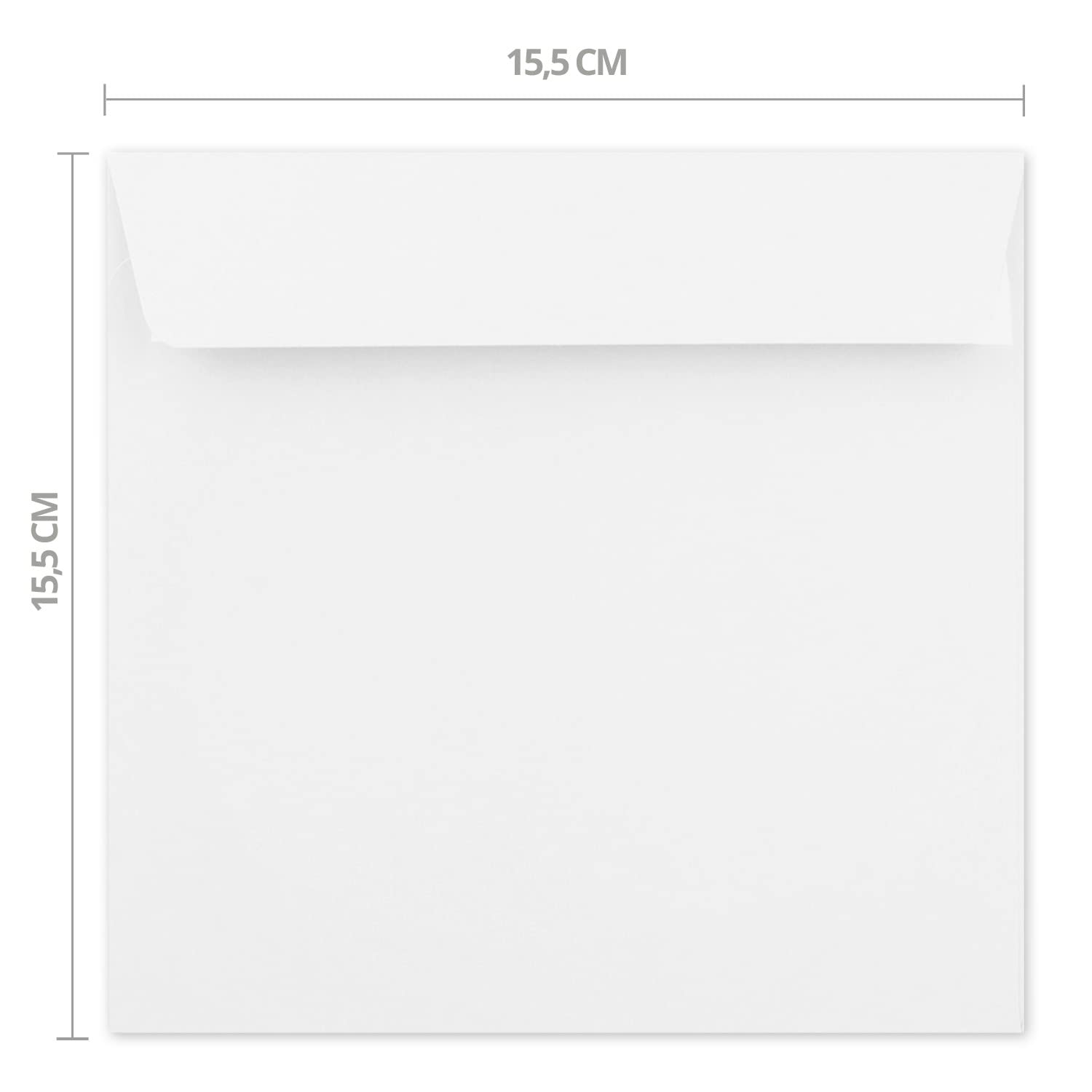 Lot de 200 enveloppes carrées, couleur : blanc, 15,5 x 15,5 cm (155 x 155 mm), fermeture adhésive avec rabat droit, 120 g/m², marque : NEUSER PAPIER