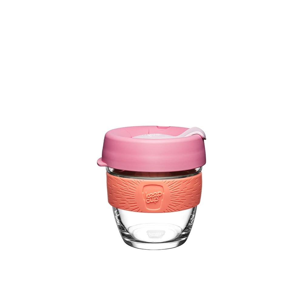 KeepCup Brew, Reusable Coffee Cup - Tempered Glass and Splashproof Sipper Lid, Small 8oz/227ml - Tangerine
