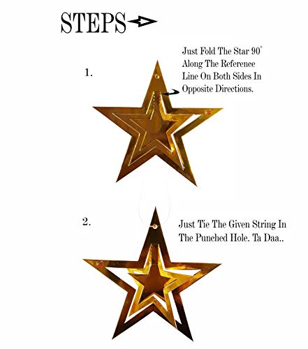 Image of 3D Metallic Foil Board Hanging Decorating Kit (Set of 11 Pieces) (Gold Stars)