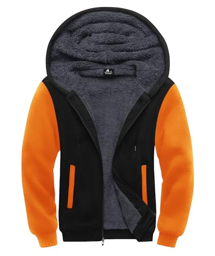 Image of SCODI Hoodies for Men Heavyweight Fleece Sweatshirt Zip Up Thick Jacket