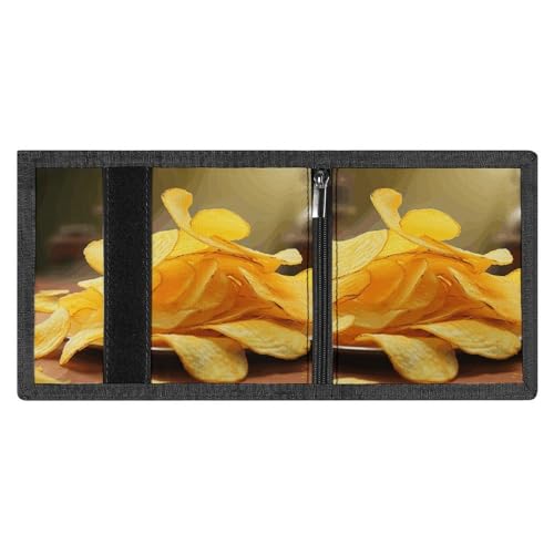 Potato Chips Trifold Wallet for Men - Money Clip Slim Wallets with Multiple Card Slots Minimalist Small Front Pocket Wallet for Everyday Carry4