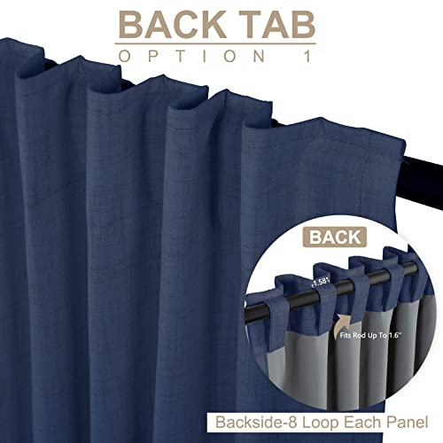 Image of Linen Look Blackout Curtains for Bedroom 72 Inches Long, Back Tab /Rod Pocket Living Room Drapes, Thermal Insulated Blackout Curtains 2 Panels Set, 50 inch W x 72 inch L, Navy