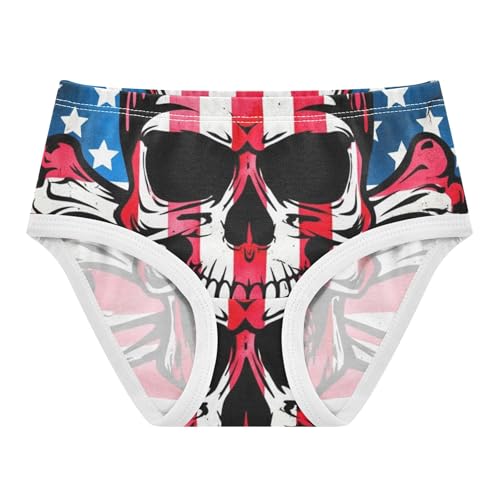 Grunge American Flag Skull Little Girl Panties Toddler Underwear Floral Cotton Animal Briefs Undies Kids 2t