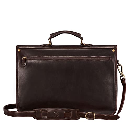 Image of Maxwell Scott - Mens Leather 17 inch Laptop Briefcase Satchel with Padded Strap - Made from Full Grain Hides - The Loreto Large