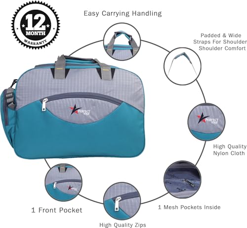 Image of Perfect Star 65L Duffle Bag for Travelling | Lightweight Polyester Trolley Bag with Wheels | Hand Carry Travel Bag for Men and Women | Weekend Trip Luggage Bag (15 x 12 x 15 inch)