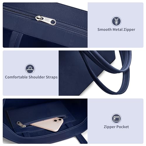 Image of KALIDI Tote Bag Zipper Shoulder Bag Faux Leather Purses Satchel for Women Casual Handbag Work Dating College