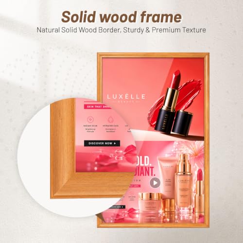 Image of 32 inch Digital Signage Display with Solid Wood Frame|700 Nits Slim Menu Board|GMS Remote Management & Plug-Play|Digital Art Frame for Restaurants, Galleries & Luxury Homes