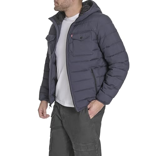 Image of Water Resistant Performance Stretch Hooded Puffer Jacket