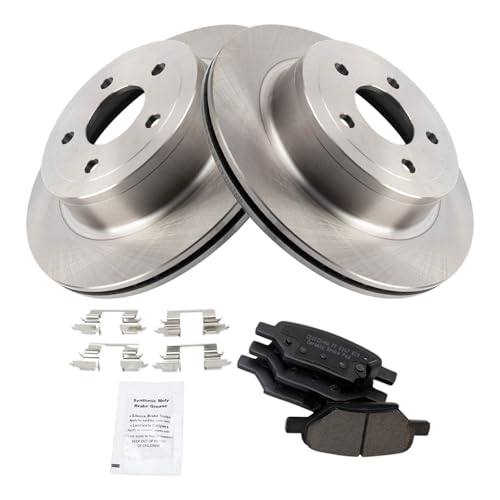 Image of TRQ Rear Brake Pad and Rotor Set Ceramic Compatible with 2008 Chevrolet Cobalt