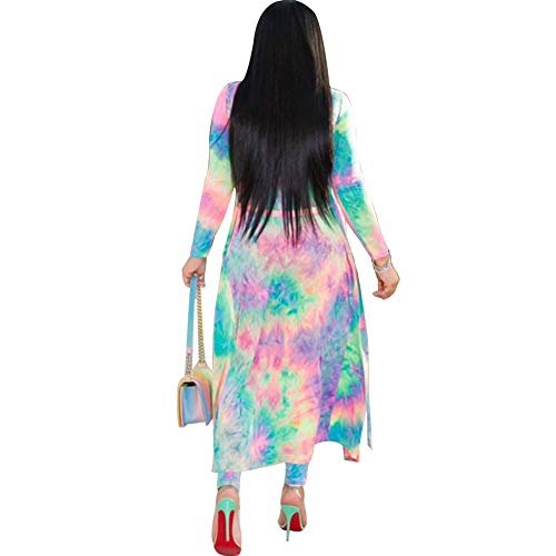 Image of Womens Fashion Printed Long Cardigans 2 Piece Outfits,Long Sleeve Coat and Trousers Set