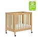 Babyletto Origami Mini Crib with Wheels - GREENGUARD Gold Certified - Portable Baby Crib for Small Spaces - Foldable & Converts to Twin Bed - Easy Setup - 2 Adjustable Mattress Positions - Honey
