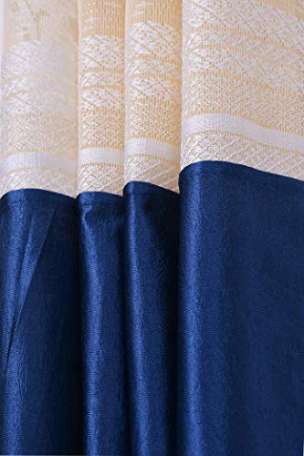 Image of LaVichitra Polyester Window Curtain with Floral Net (5ft, Navy Blue) -1 Piece