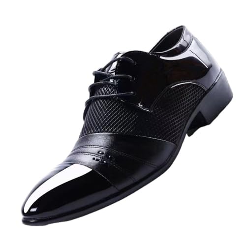 Four Seasons Business Casual Leather Shoes Trendy Men's British Lace-Up Leather Shoes Oxfords(Brown,7)4