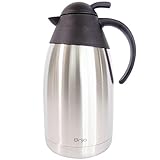 Coffee Carafe Thermal Insulated |Large 12 Cup 68 Ounce 2 Liter Capacity | Stainless Steel with Double Wall Vacuum Insulation | Keep Drinks Hot or Cold | Brush and Cloth Included by Brijo