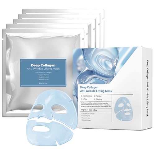 GNJOY Collagen Face Mask 40gx5ea Deep Collagen Anti Wrinkle Lifting Mask with Copper Peptide...