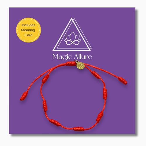Red String Bracelet – 7 Knot Protection Amulet & Evil Eye Bracelet. Handmade Adjustable. Good Luck Red cord. Waterproof Jewelry. Gift for Men & Women