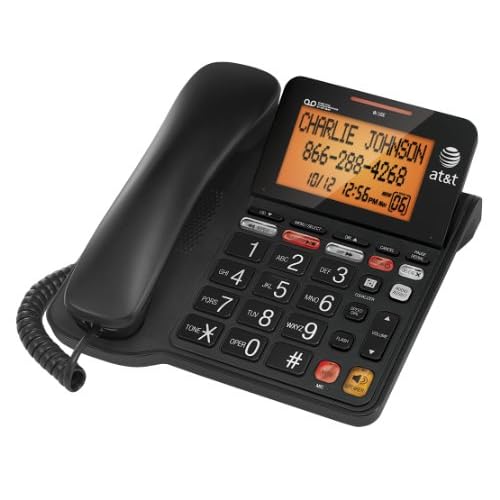 AT&T Corded Phone with 25 min Digital Answering Machine, Backlit Tilt Display, Audio Assist, Speakerphone, A/C Power (CL4940BK), Black