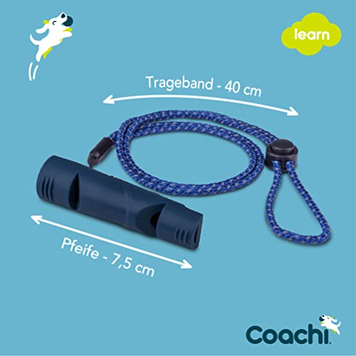Coachi Doppelton-Pfeife, Training von 2 Hunden, verschiedene Kommandos üben, robustes Material, verstellbares reflektierendes Trageband, Rückruftraining, leicht & kompakt, Hunde- und Welpentraining