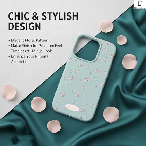 Image of Floral Pattern Phone Case Back Cover Compatible with iPhone 15 Elegant Small Flower Soft Texture Protective Case for Women and Girls-White-Blue