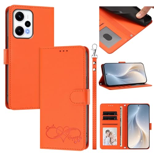 Jiajihua Cover Compatible with Xiaomi Poco F5 5G,Compatible with Redmi Note 12 Turbo 5G Phone Case【Card Cash Slot Wallet Design Flip Kickstand Drop Protection】 Orange