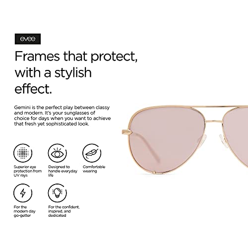 Image of EVEE Fashionable Metal Aviator Sunglasses with Oversize Flat Reflective Mirror Lenses (GEMINI)