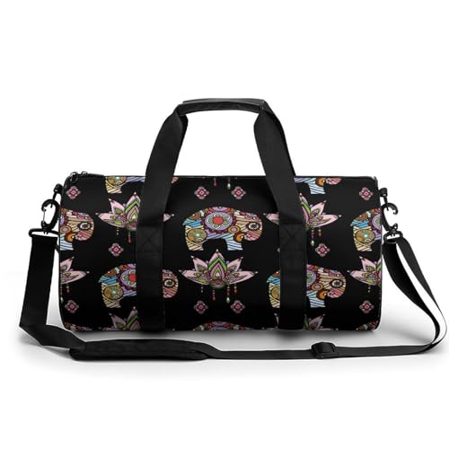 Sac de sport éléphant floral 45cm | Bagage à main week-end et gym