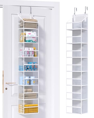 ALLTIDYUP Over The Door 7-Shelf Organizer Clear Plastic Pockets Yarn Storage Hat Rack for Baseball Caps Large Capacity Storage Closet Bedroom Bathroom Office Dorm
