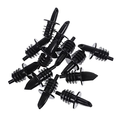 COLLBATH 12 Pcs Wine Pourer Bottles Spouts Wine Dispenser Bottle Pourer Cocktail Pourers Bottle Tapered Spout Drink Wine Bottle Accessories Spout Cover Vinegar Pourer Abs Black