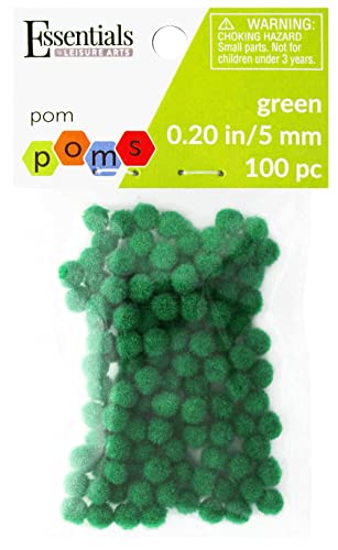 Essentials By Leisure Arts Pom Poms - Green - 5Mm