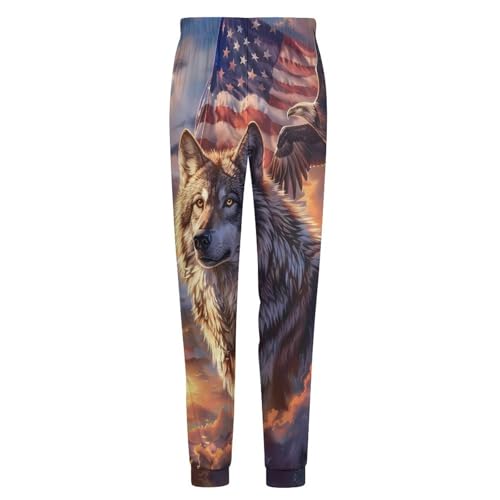 Wolf American Flag Eagle Men's Pajamas Soft Sleep Pants Casual Sweatpants Pjs Sleepwear for Home4