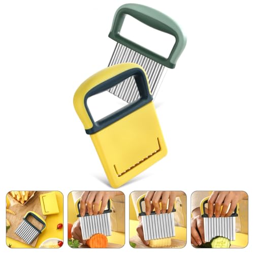 Cortador de papas ondulado acero inoxidable 2 piezas miniatura 4