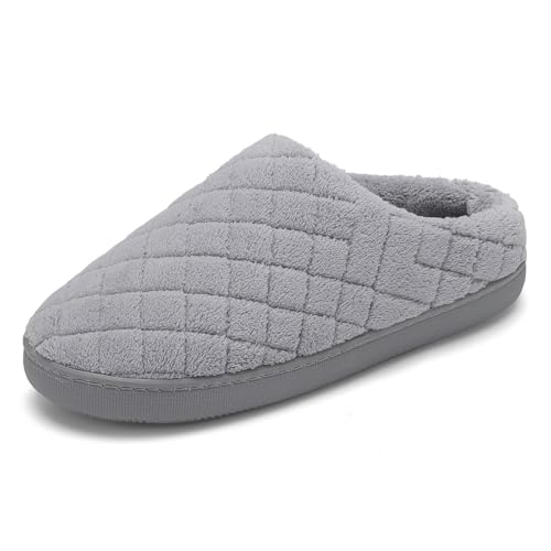 TUOBUQU Women's Memory Foam Slippers Warm Cozy Soft Lightweight House Shoes for Indoor & Outdoor Grey38/39