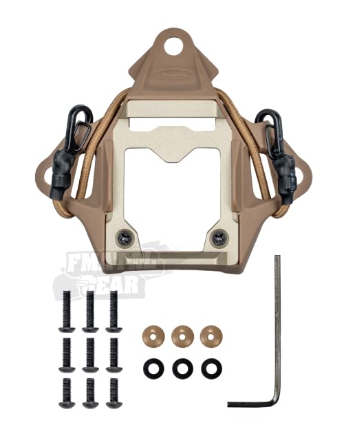 FMATAL GEAR Tactical Helmet NVG Mount with Modular Bungee Shroud, Compatible with Airsoft, Paintball, and Sports Cameras(DE)