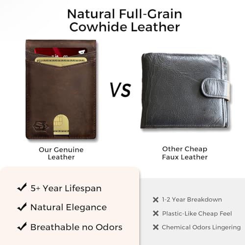 Image of Zitahli Genuine Leather Wallet for Men 12 Card Slim Mens Wallets Bifold RFID Blocking with Money Clip & ID Window Thin Minimalist Card Holder Wallet with Gift Box