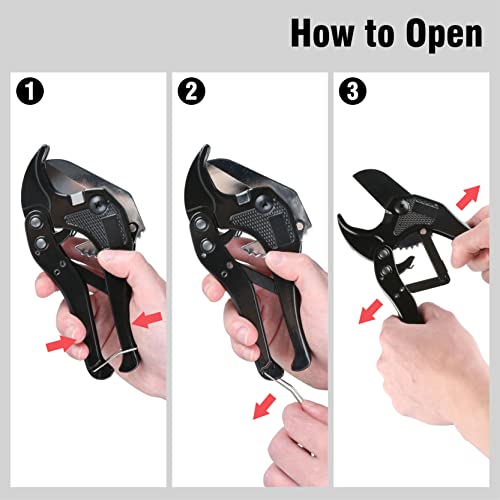 Iwork Pvc Cutter 1-5/8", Pvc Pipe Cutter, Ratcheting Pvc Cutter For Pvc, Pex Ppr Plastic Pipes, Hoses And Plumbing Pipes, Black (410-708) #TOP4
