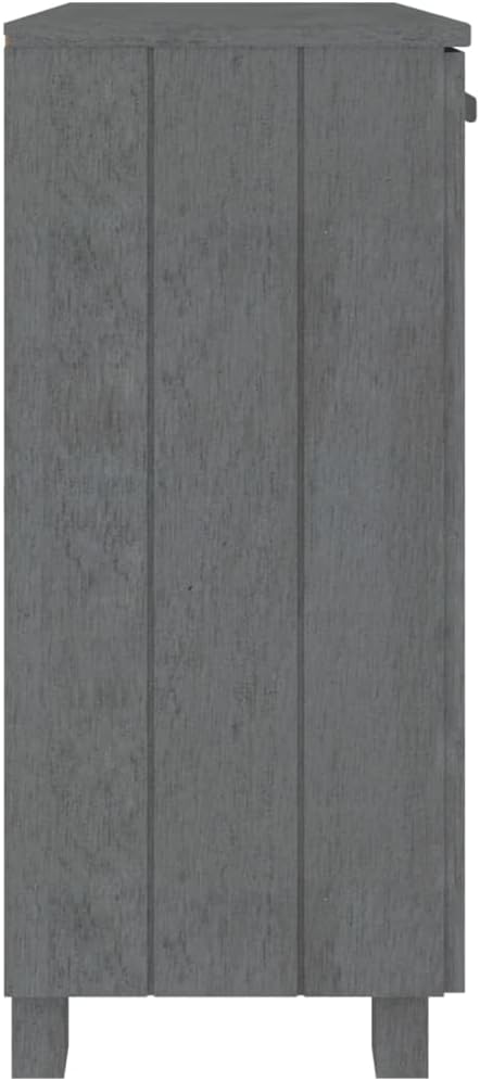 Dark Grey Solid Pine Wood Sideboard with MDF Large Storage, 2 Doors and Built-in Shelves for Living Room Dining Area, Rustic Style Furniture for Home Decor, Durable Lacquered