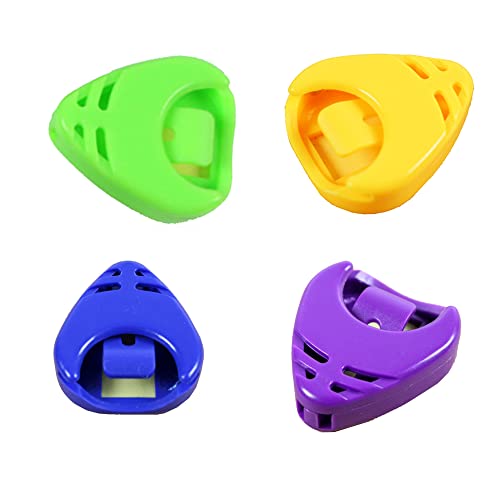 Rayzm Lot de 4 supports en plastique pour médiators de guitare, bleu, jaune, vert et violet - Les Beatles, Paul McCartney, John Lennon, RIngo Starr, George Harrison Rayzm Lot de 4 supports en plastique pour médiators de guitare, bleu, jaune, vert et violet