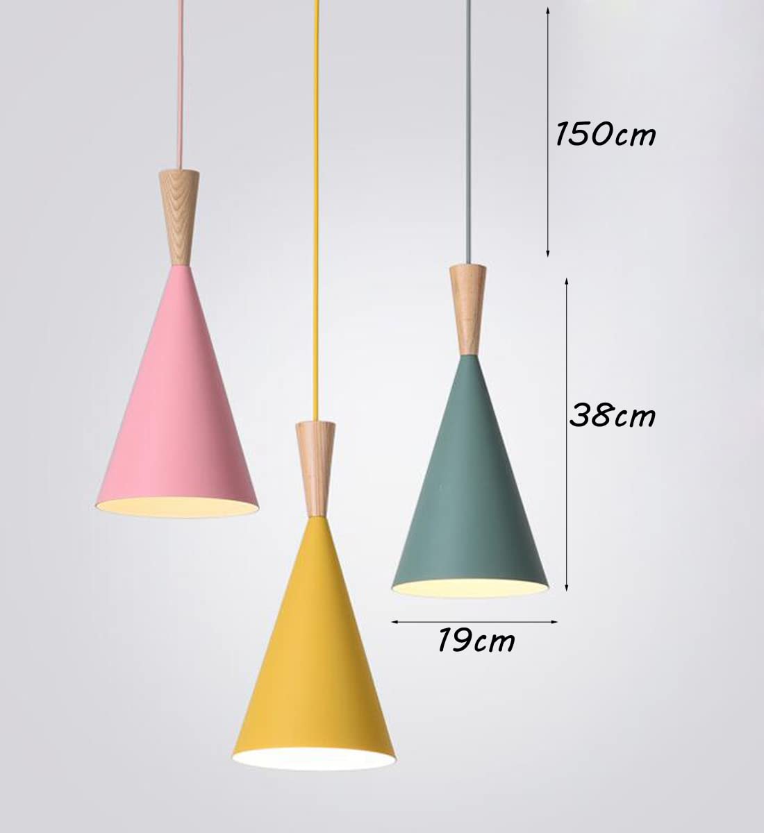 E27 lampa wisząca do jadalni, drewniana, żelazna, 3-punktowa, różowa, zielona, żółta, dekoracyjna, lampa wisząca LED, nowoczesny żyrandol, regulowana, okrągła, do biura, kuchni, oświetlenie sufitowe