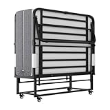 Espsilto 75''x46'' Folding Bed with Mattress for Adults, Large Size Roll Away Bed for Guest, Portable Folded Mattress
