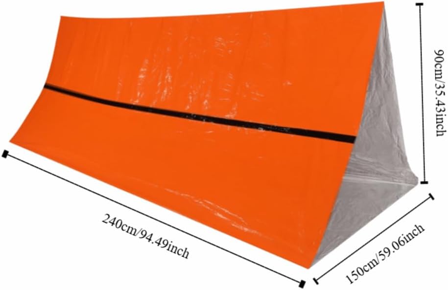 2 Pack Emergency Shelter Tent, 1 or 2 Person, Water Proof PE Aluminum Coated Thermal Reflective Survival Tent for Camping,Hiking(94.49x59x35.43in)
