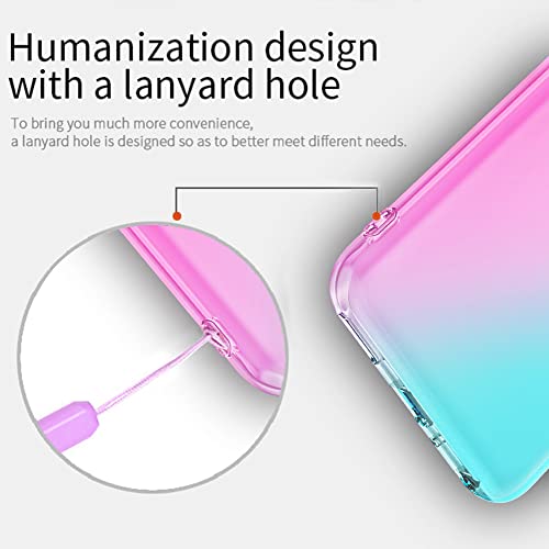 Osophter For Nokia C100 Case Clear Transparent With Screen Protector Tpu Shock-Absorption Flexible Cell Phone Cover For Nokia C100(Pink Teal) #TOP3