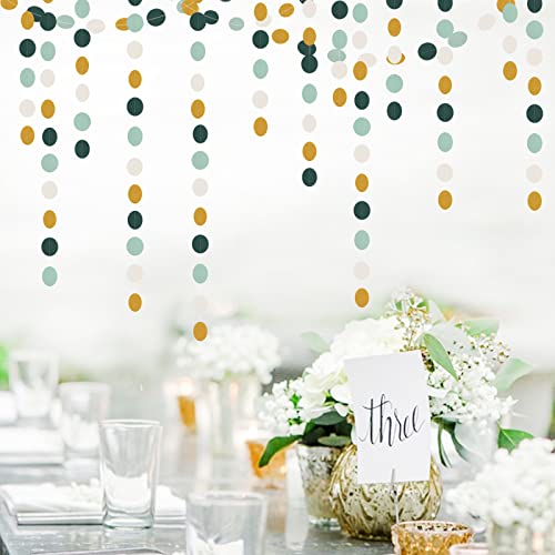 Sage-Green Ivory-Gold Bridal-Shower Decorations Streamers - 52Ft Rustic Wedding Paper Garland Hanging Decoration,Baby Jungle Safari Birthday Party Decor Banners Bachelorette Engagement Bunting #TOP2