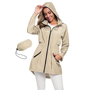 Avoogue Women’s Long Raincoat with Hood Outdoor Lightweight Windbreaker Rain Jacket Waterproof