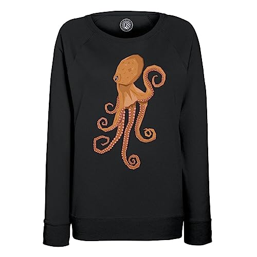 Sweatshirt femme pieuvre orange chaud et confortable pour affronter la fraîcheur