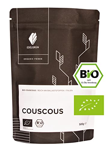 Edelgrün Bio Couscous 500g | Italienischer Vollkorn Cuscus | Hartweizengrieß | Hervorragende Quelle für Ballaststoffe (500) Cover
