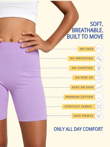Image of mackly Girls Inner Shorts (Pack of 4) | 2-in-1 Seamless Panty Shorts with Gusset | Soft Breathable Base Layer for Dresses, Skirts