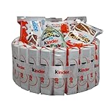 Ichuches. Cesta Chocolate,Tarta de productos kinder, regalos originales con kinder bueno, huevos kinder, kinder happy hippo. (Mediano)